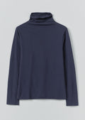 High Neck Soft Cotton Tee | Ink Blue