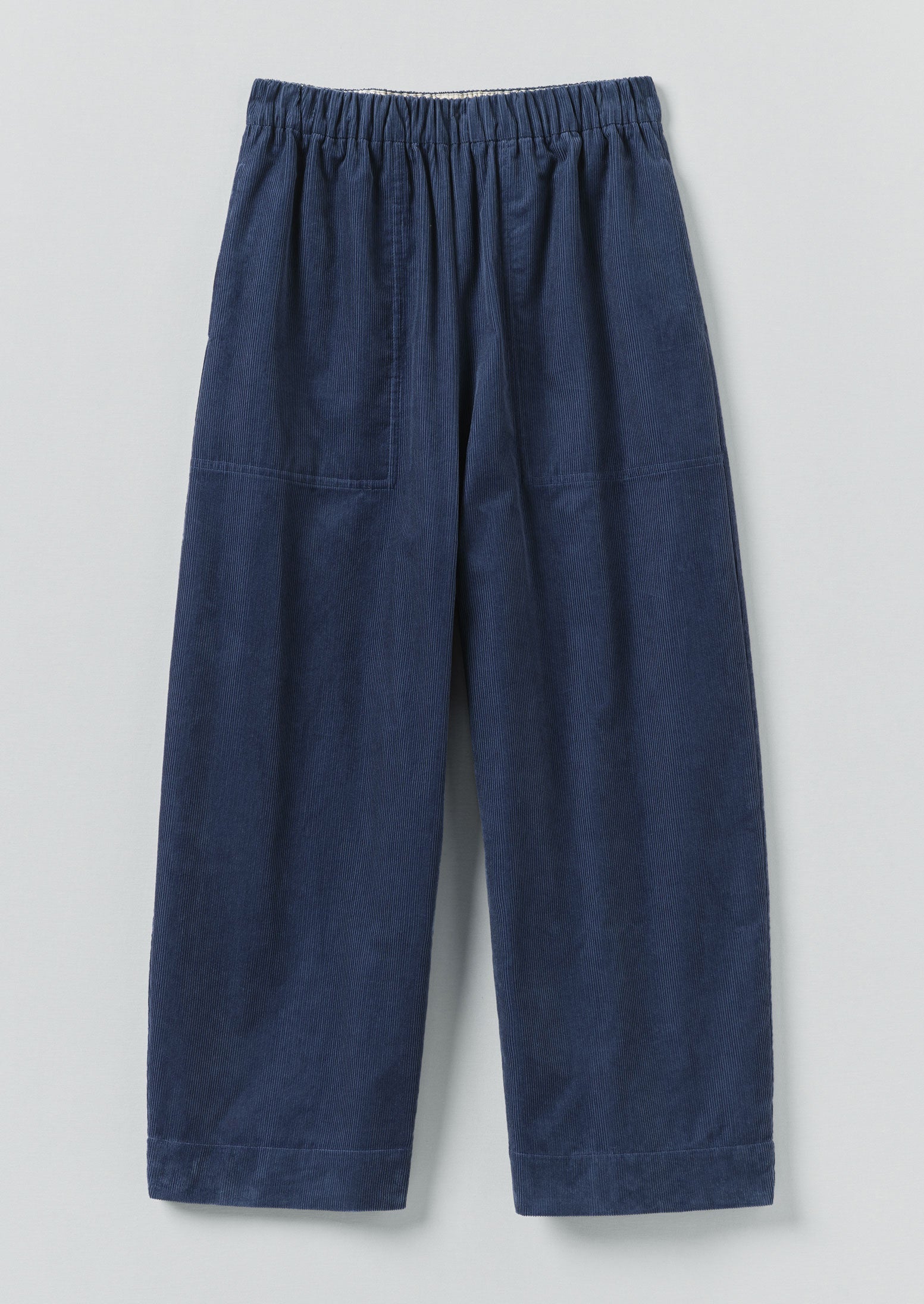 Organic Cord Barrel Leg Trousers | Denim Blue