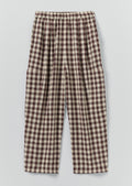 Gingham Linen Cotton Patch Pocket Trousers | Dark Chocolate/Ecru