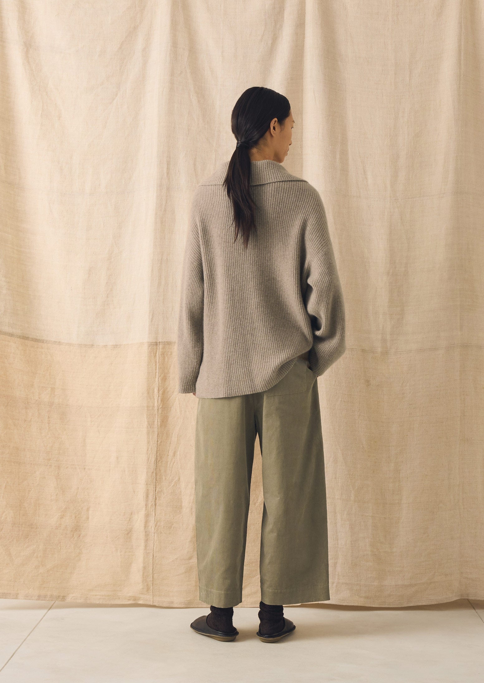 Organic Cord Barrel Leg Trousers | Spelt