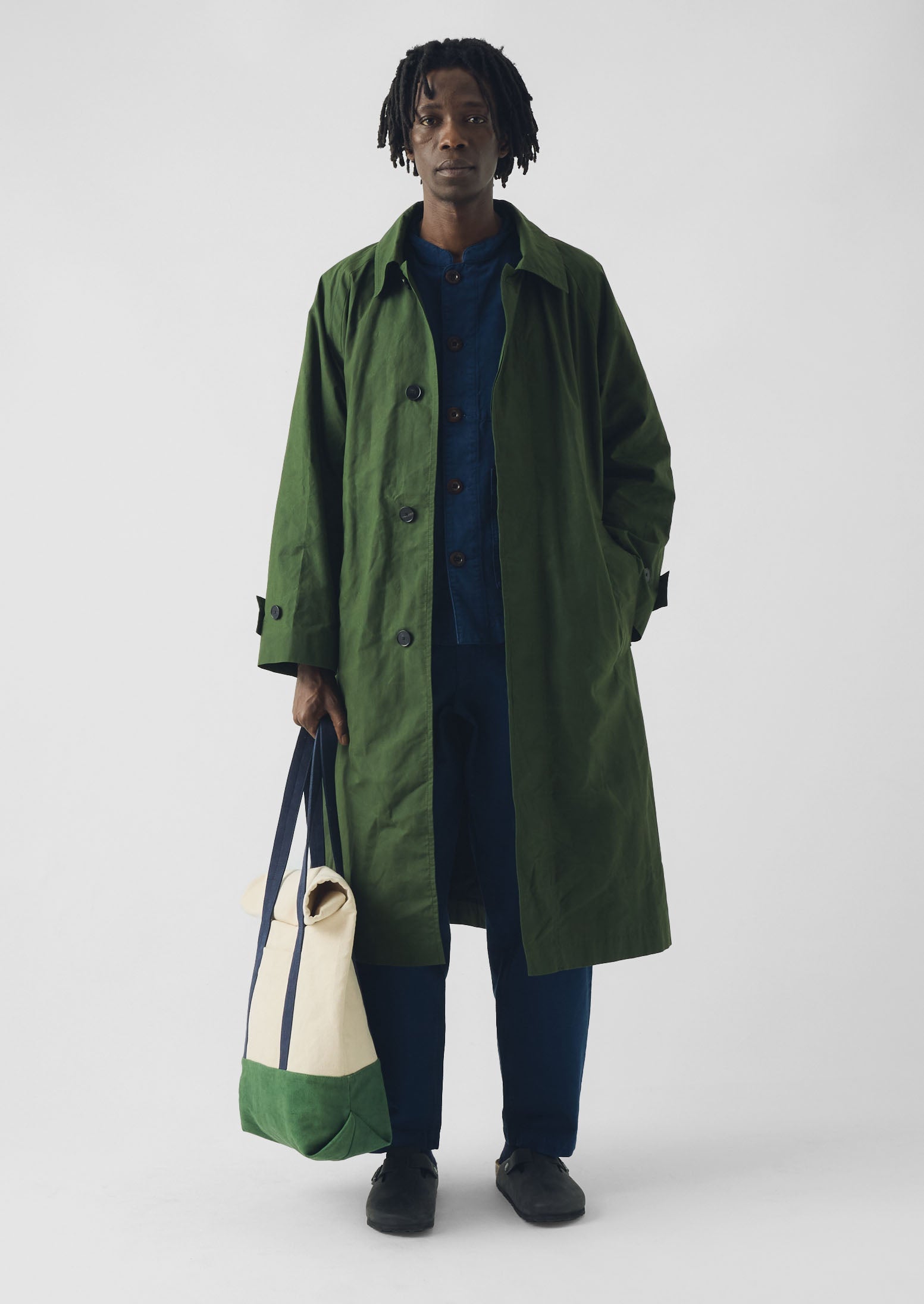 Waxed Cotton Trench Coat | Forest Green