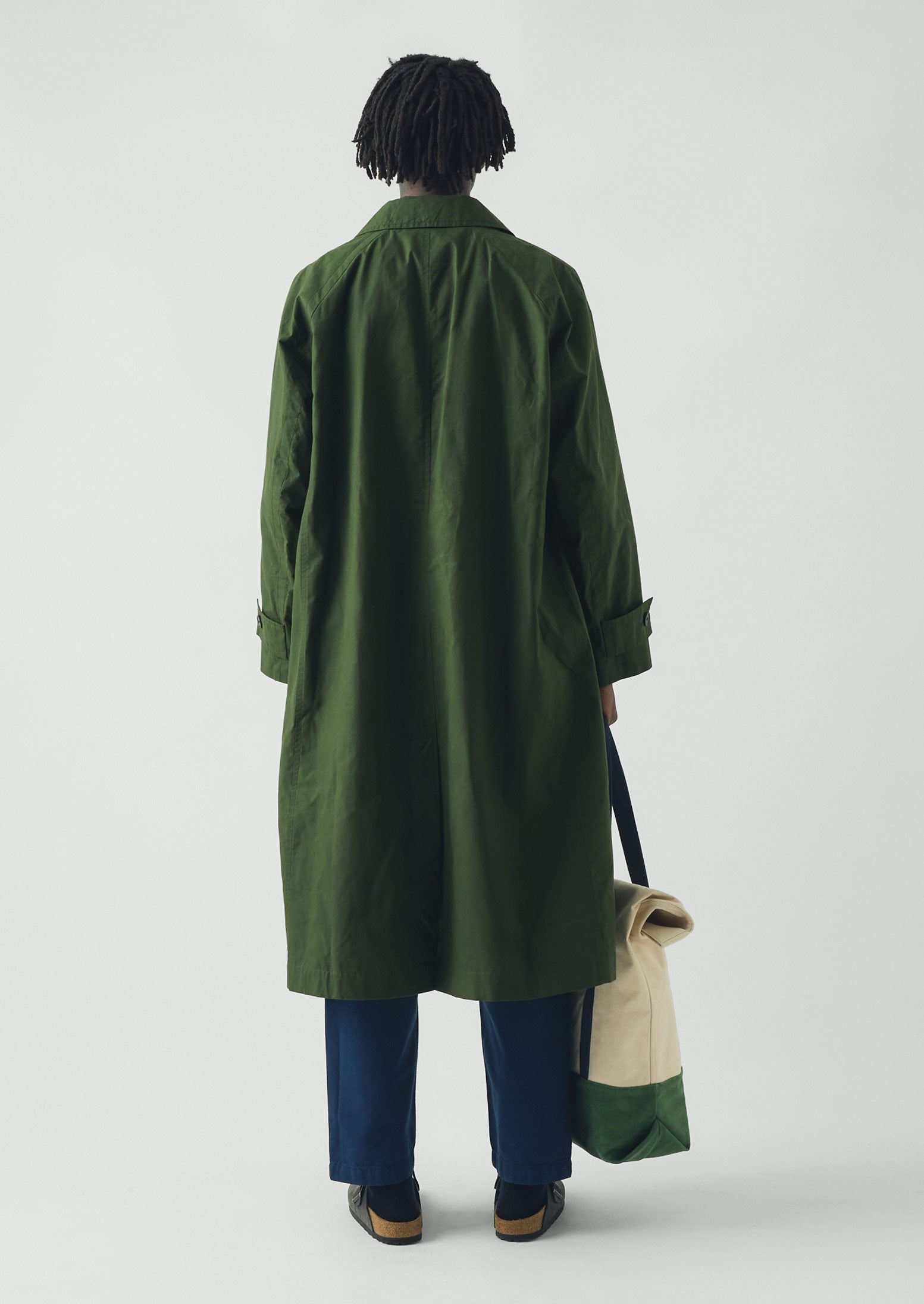 Waxed Cotton Trench Coat | Forest Green