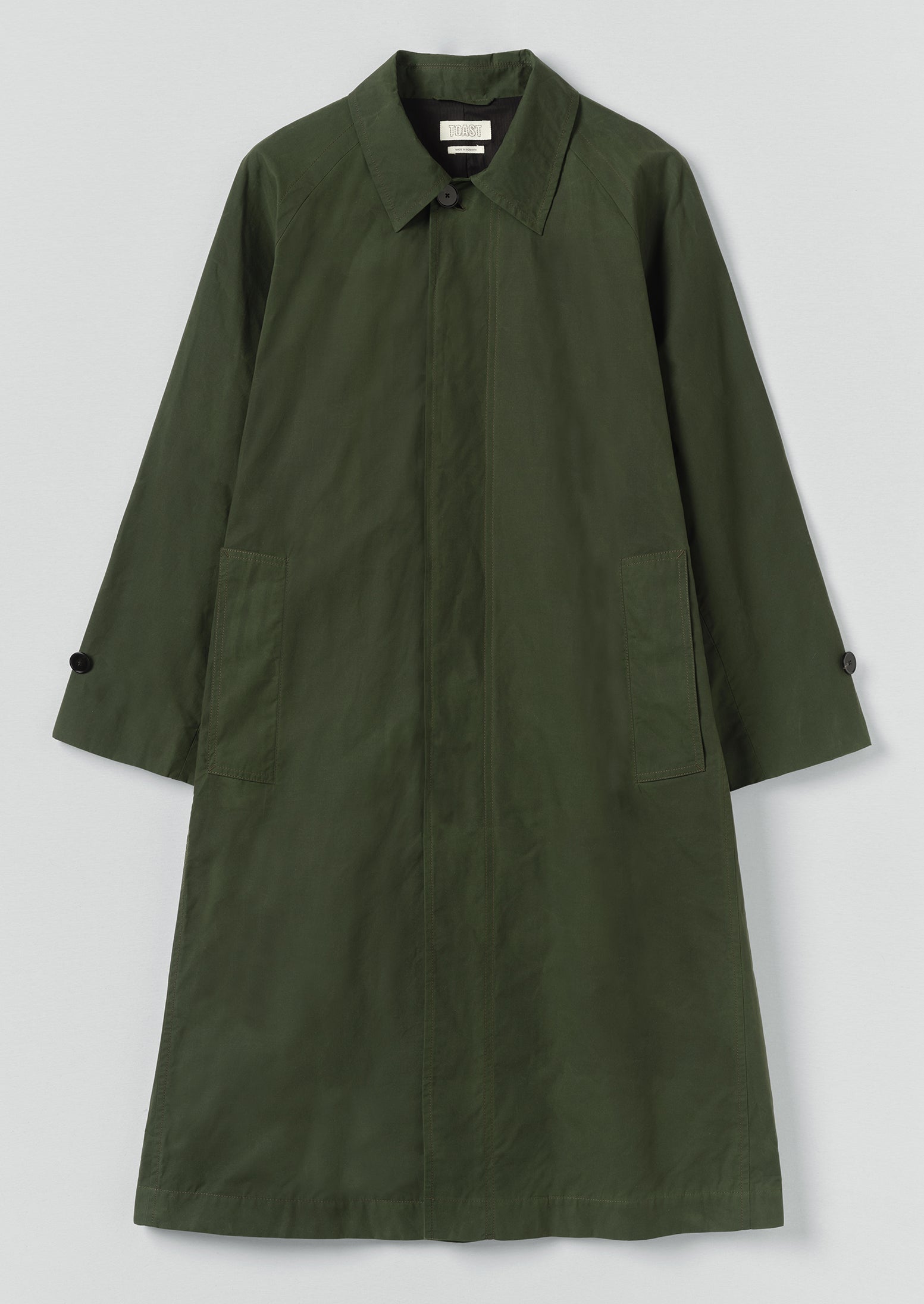 Waxed Cotton Trench Coat | Forest Green