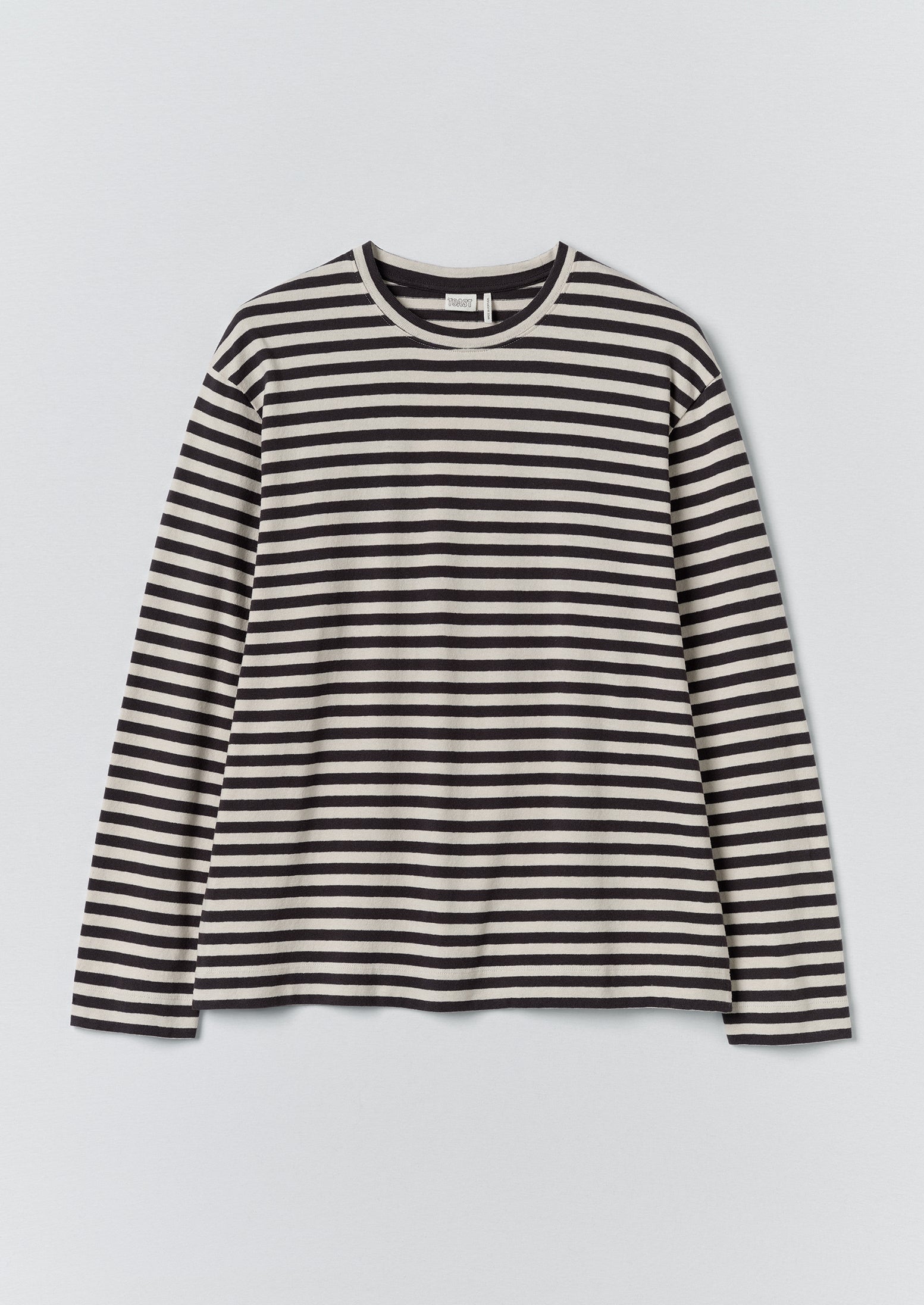 Chef Stripe Long Sleeve Cotton Tee | Slate/Vintage White