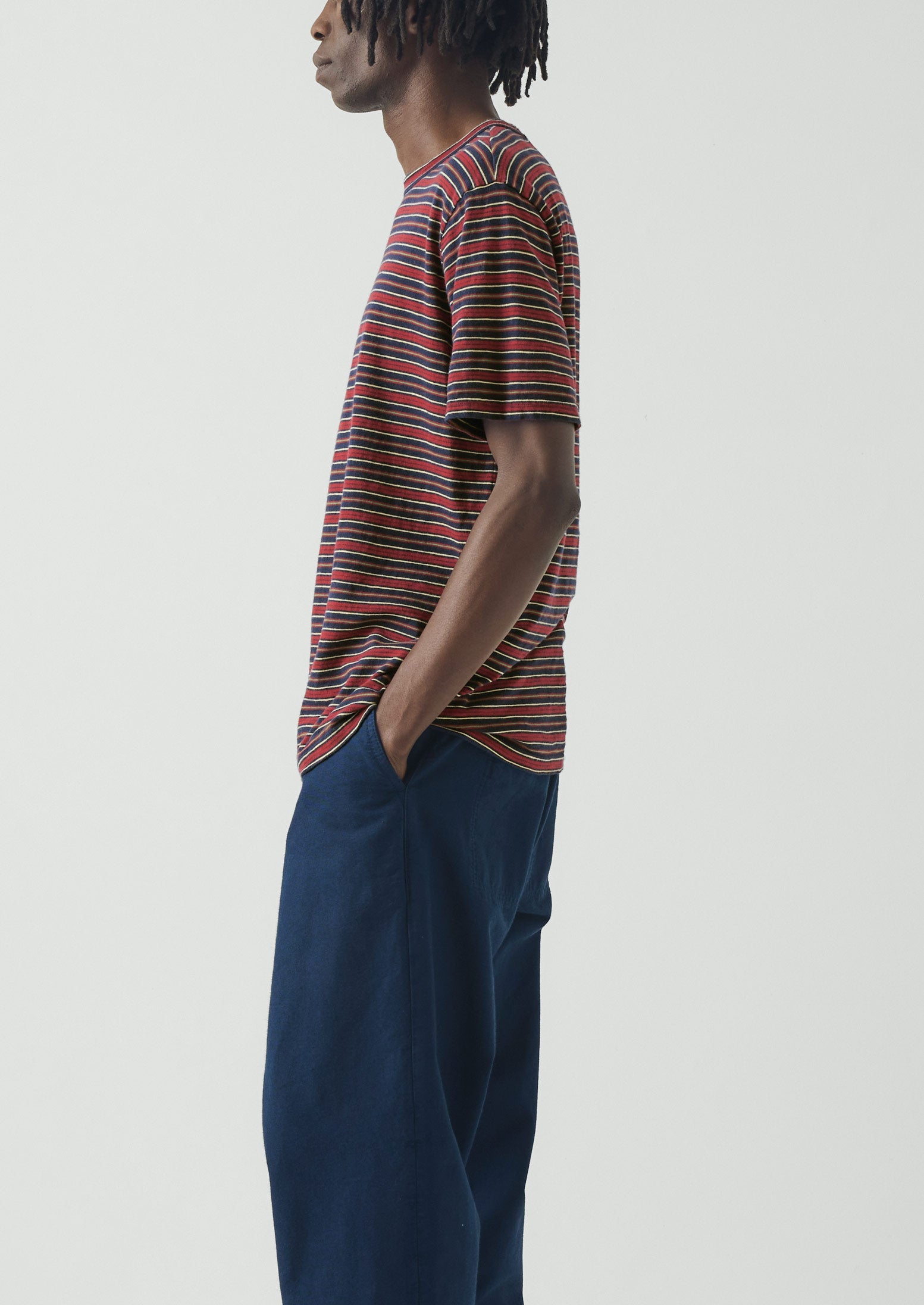 Theo Stripe Cotton Short Sleeve Tee | Provencal Blue/Multi