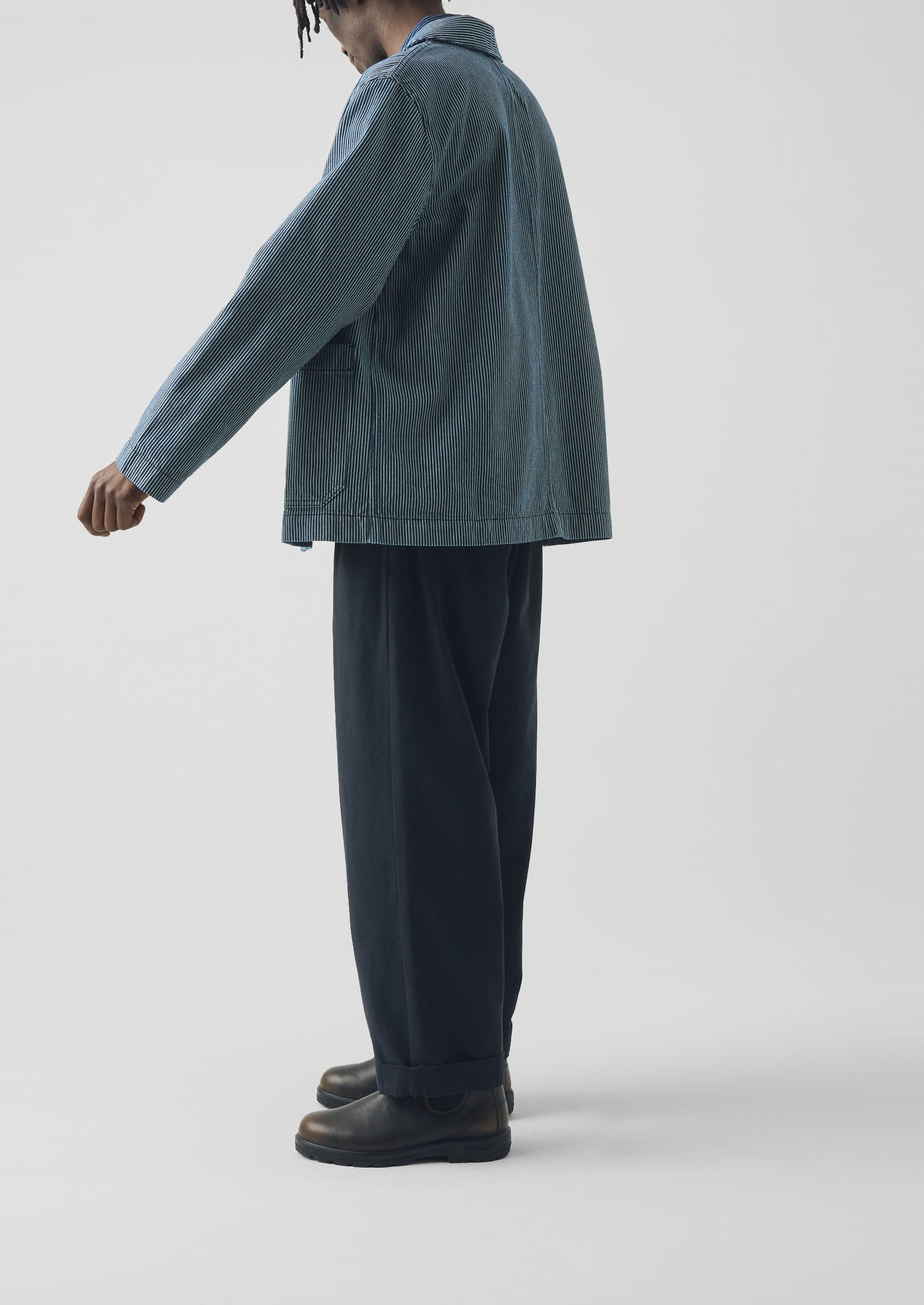 Hickory Stripe Denim Chore Jacket | Ecru/Indigo