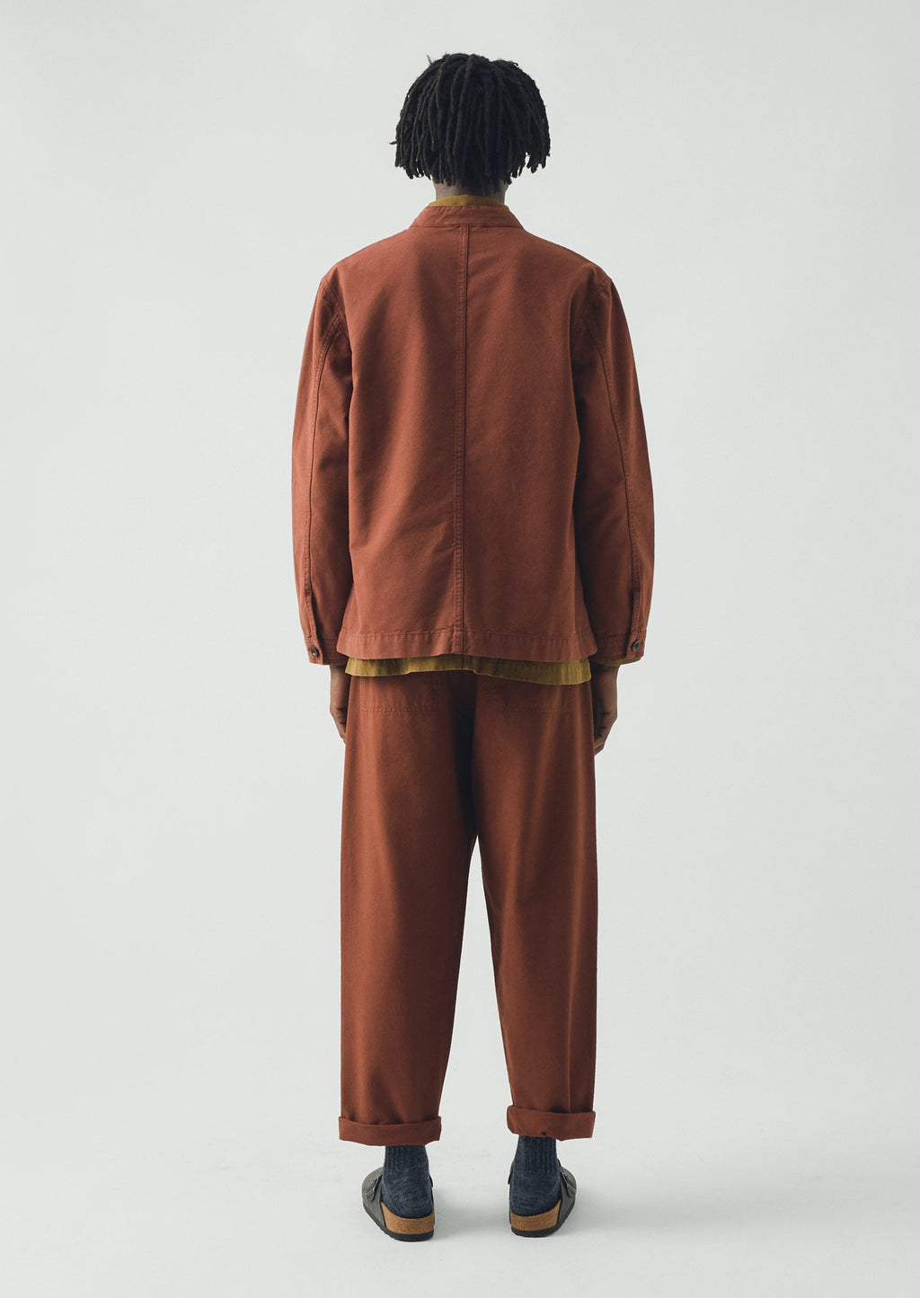 Garment Dyed Cotton Canvas Stand Collar Jacket | Cinnamon