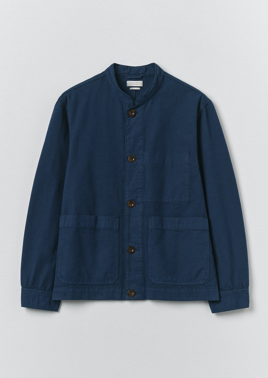 Garment Dyed Cotton Canvas Stand Collar Jacket | Uniform Blue