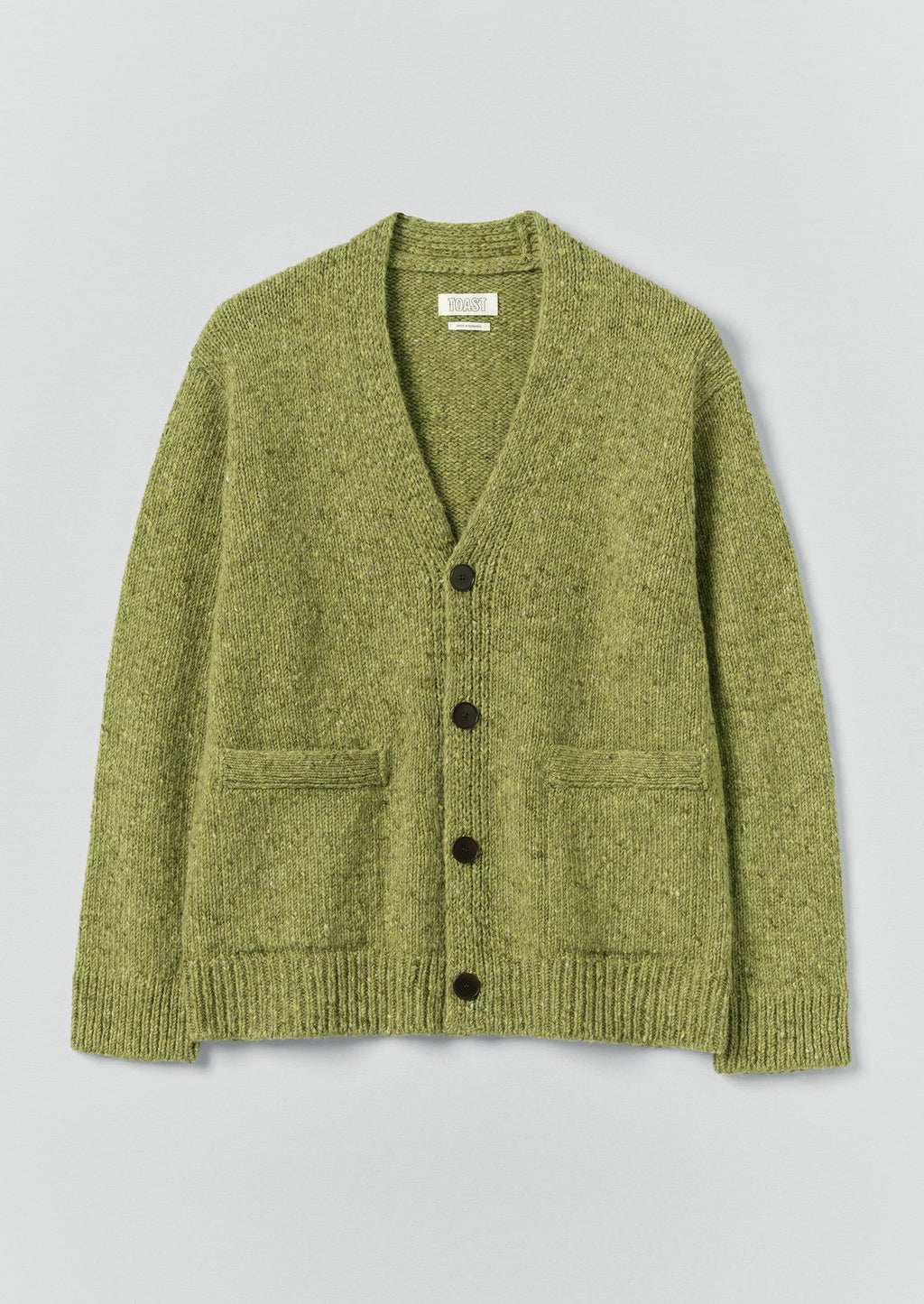 Donegal Wool V-Neck Cardigan | Rainette Green