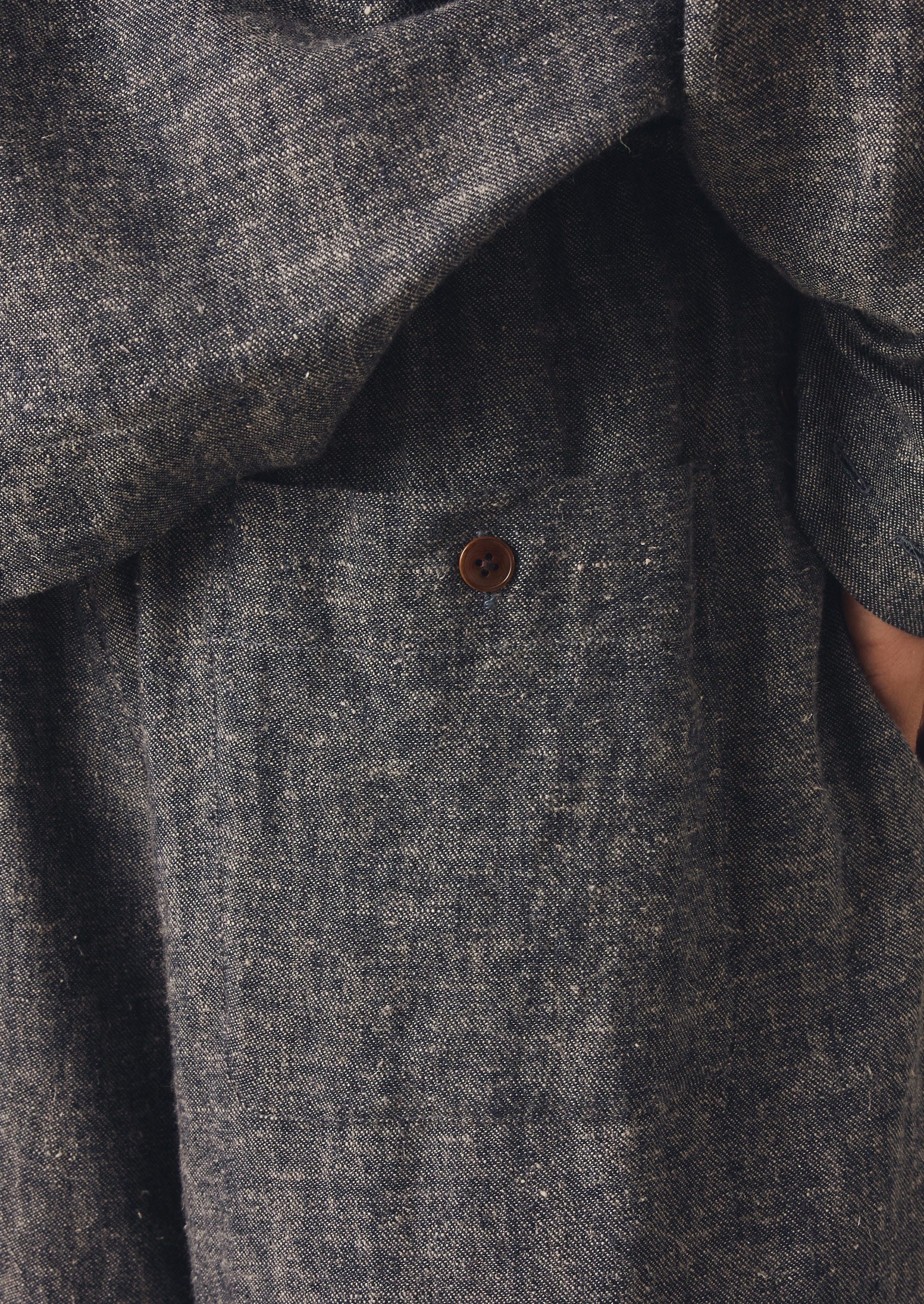 Pleated Linen Cotton Twill Trousers | Navy/Ecru