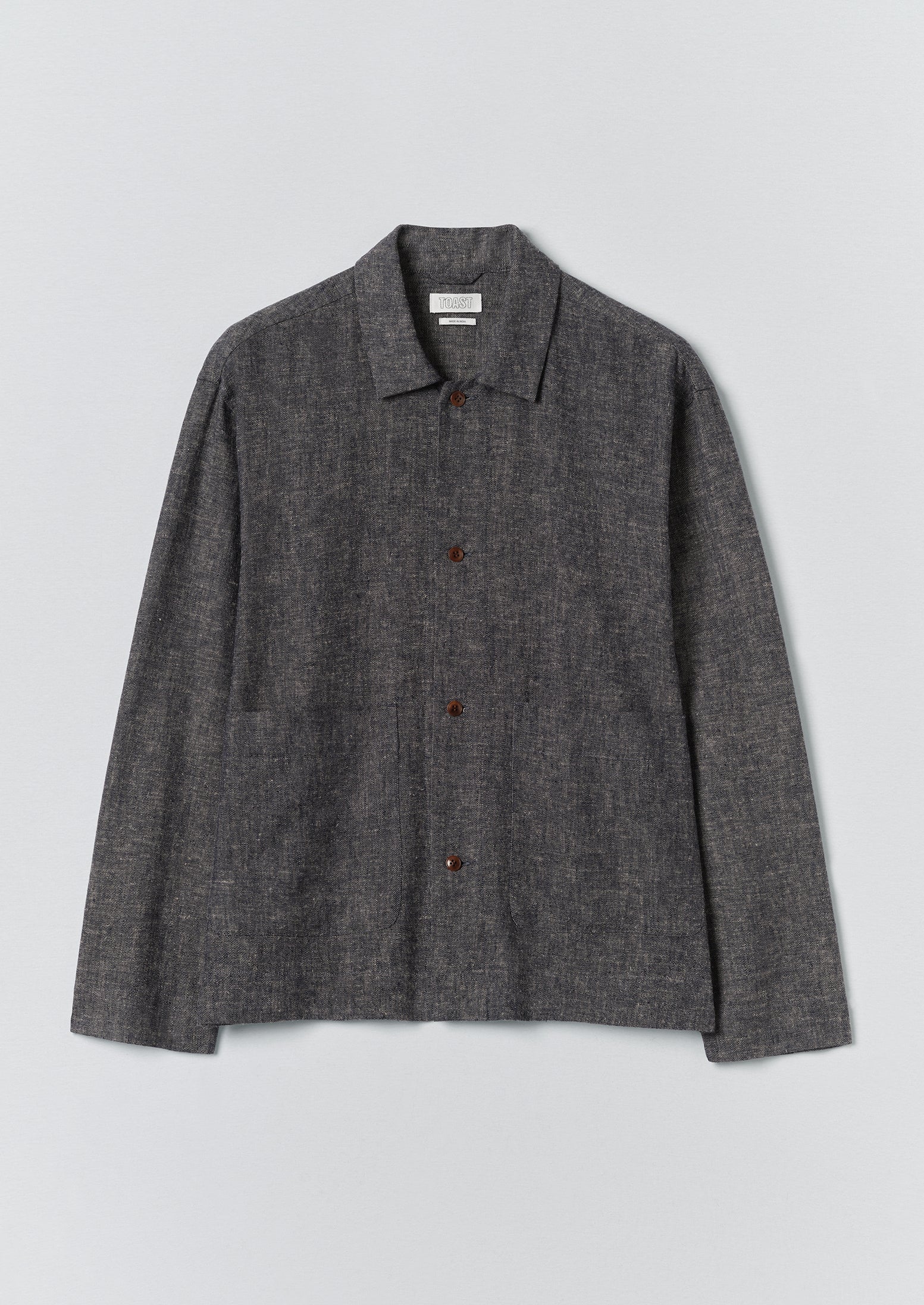 Relaxed Linen Cotton Shirt | Navy/Ecru