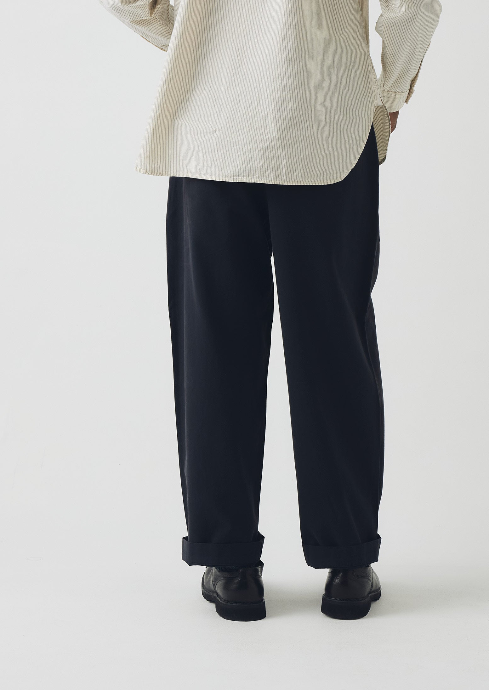Bill Cotton Canvas Wide Leg Trousers | Dark Navy