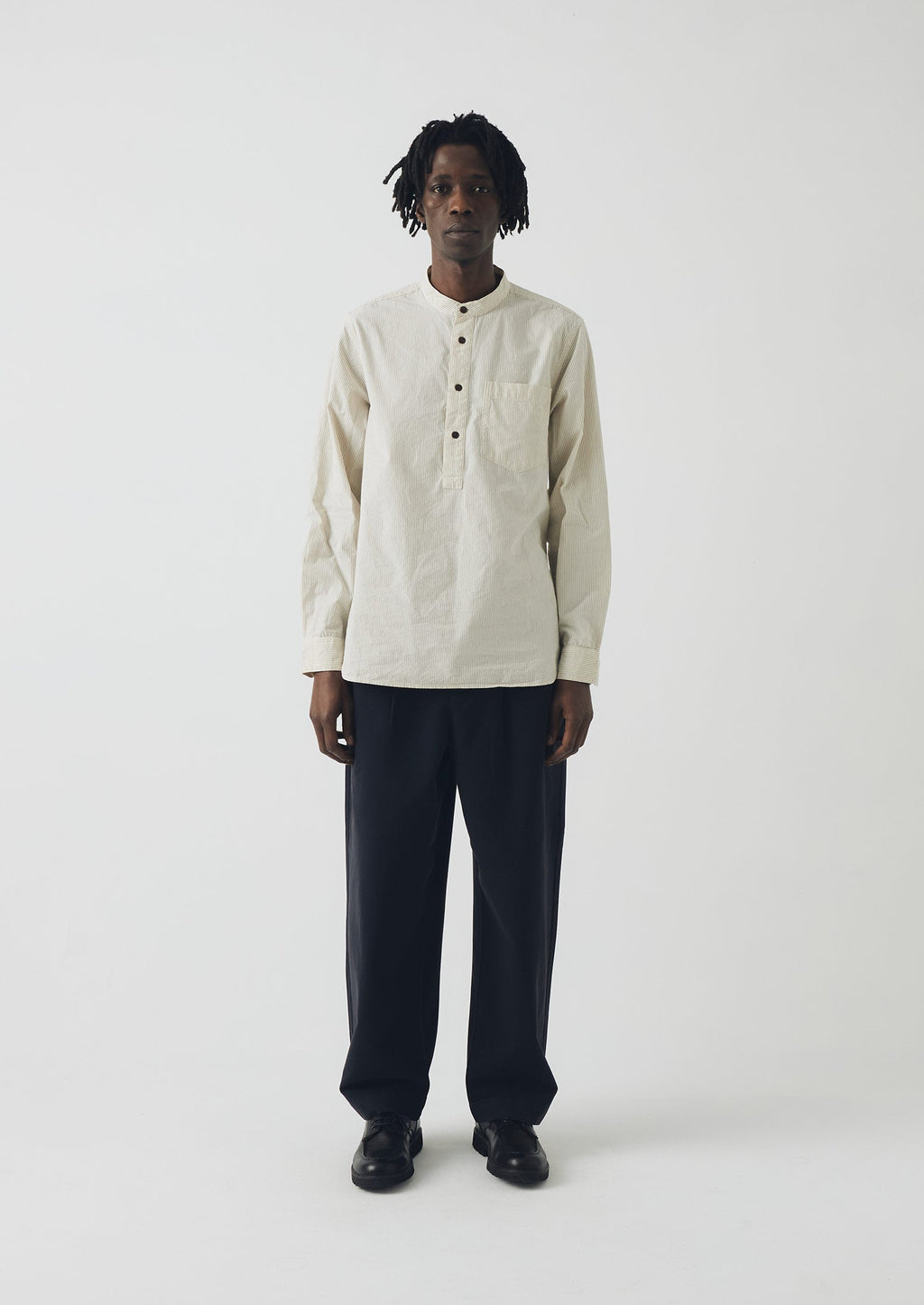 Bill Cotton Canvas Wide Leg Trousers | Dark Navy