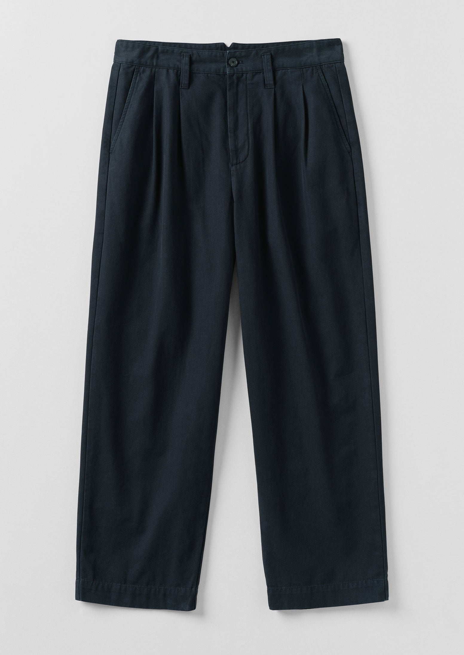 Bill Cotton Canvas Wide Leg Trousers | Dark Navy