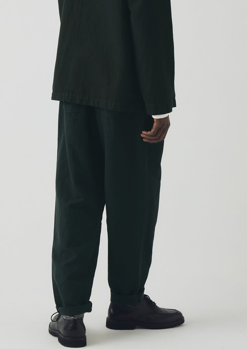 Alfie Garment Dyed Herringbone Trousers | Washed Black