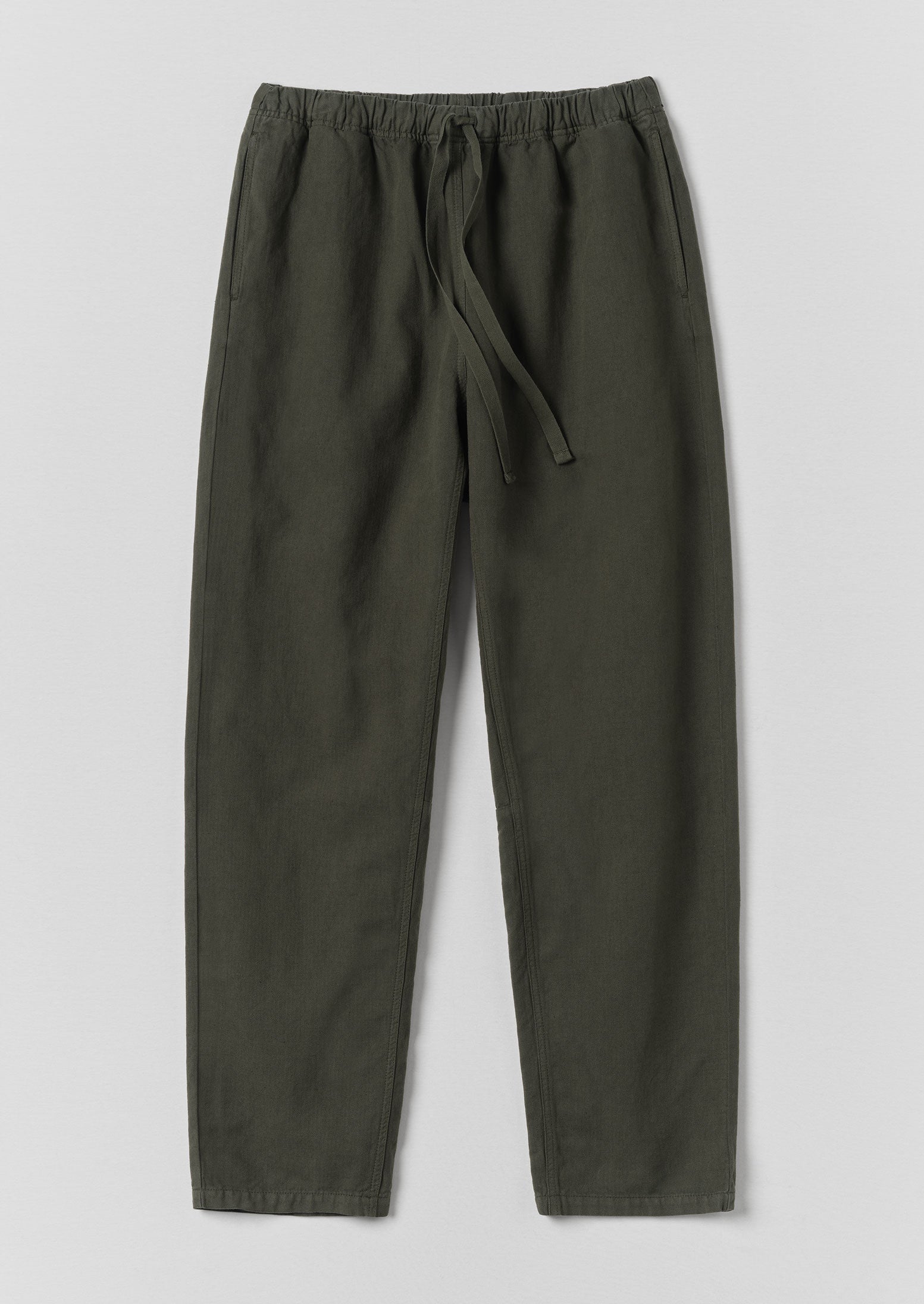 Alfie Garment Dyed Herringbone Trousers | Dark Moss