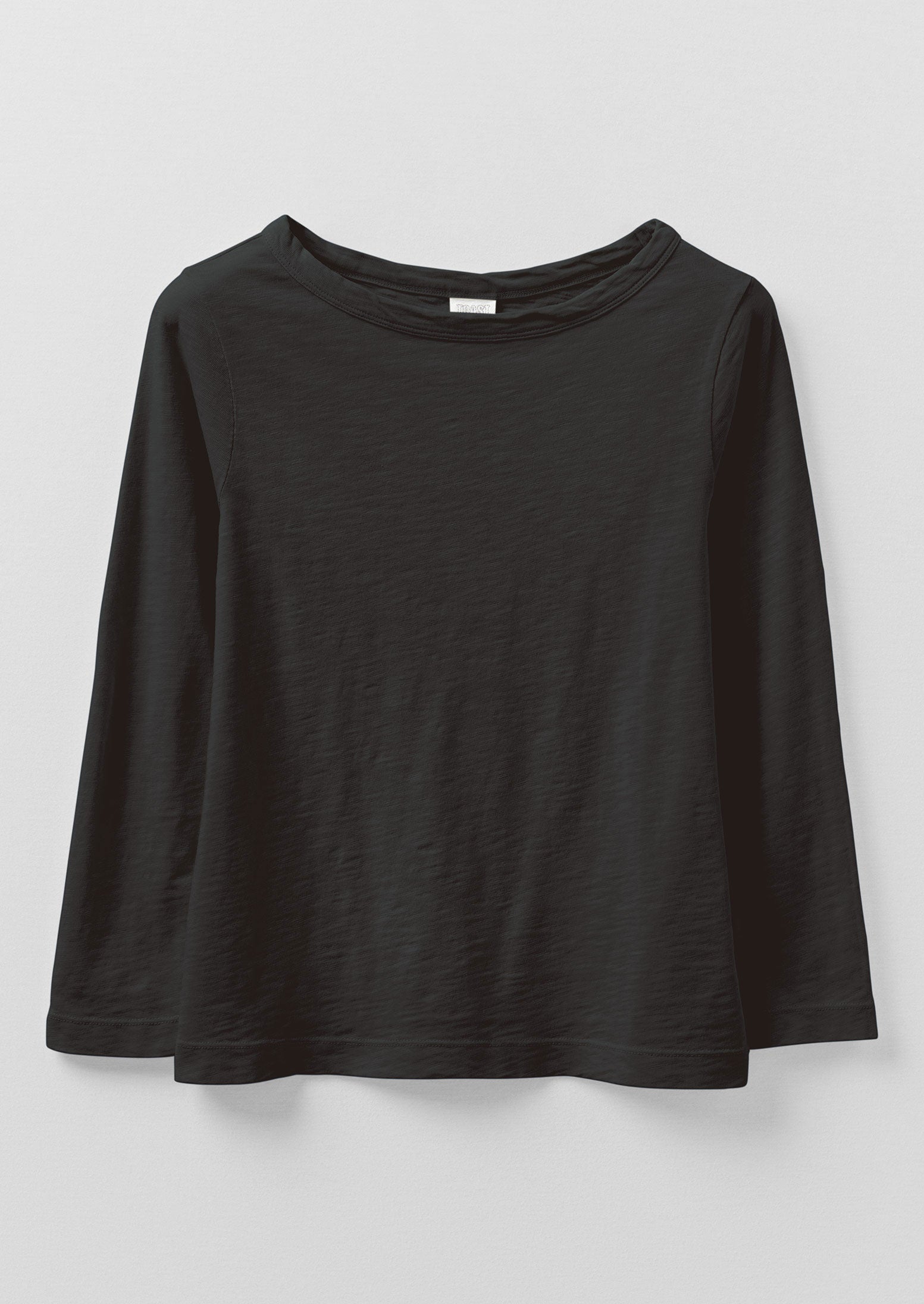 Lia Cotton Boat Neck Tee | Carbon Black