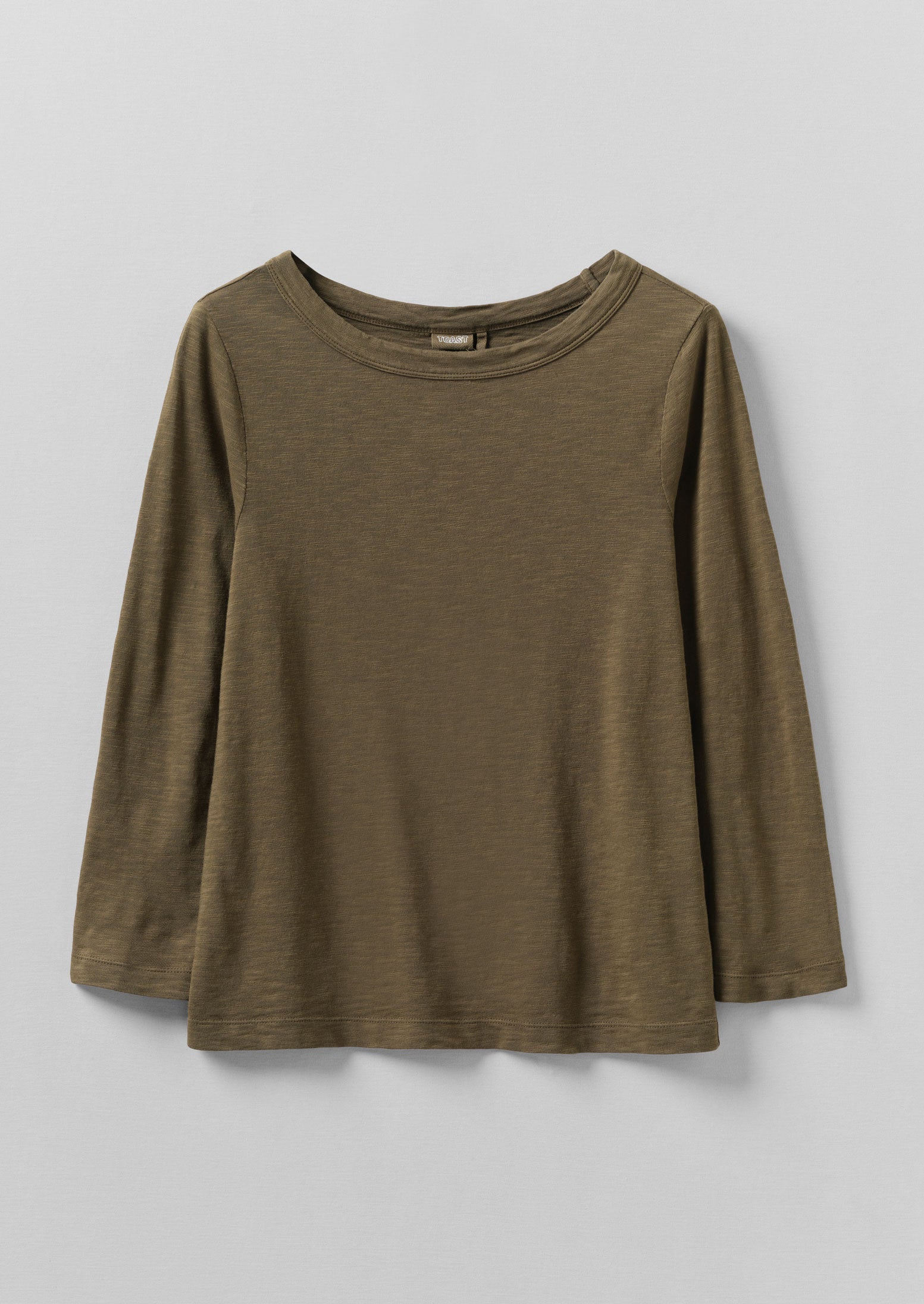 Lia Cotton Boat Neck Tee | Olive