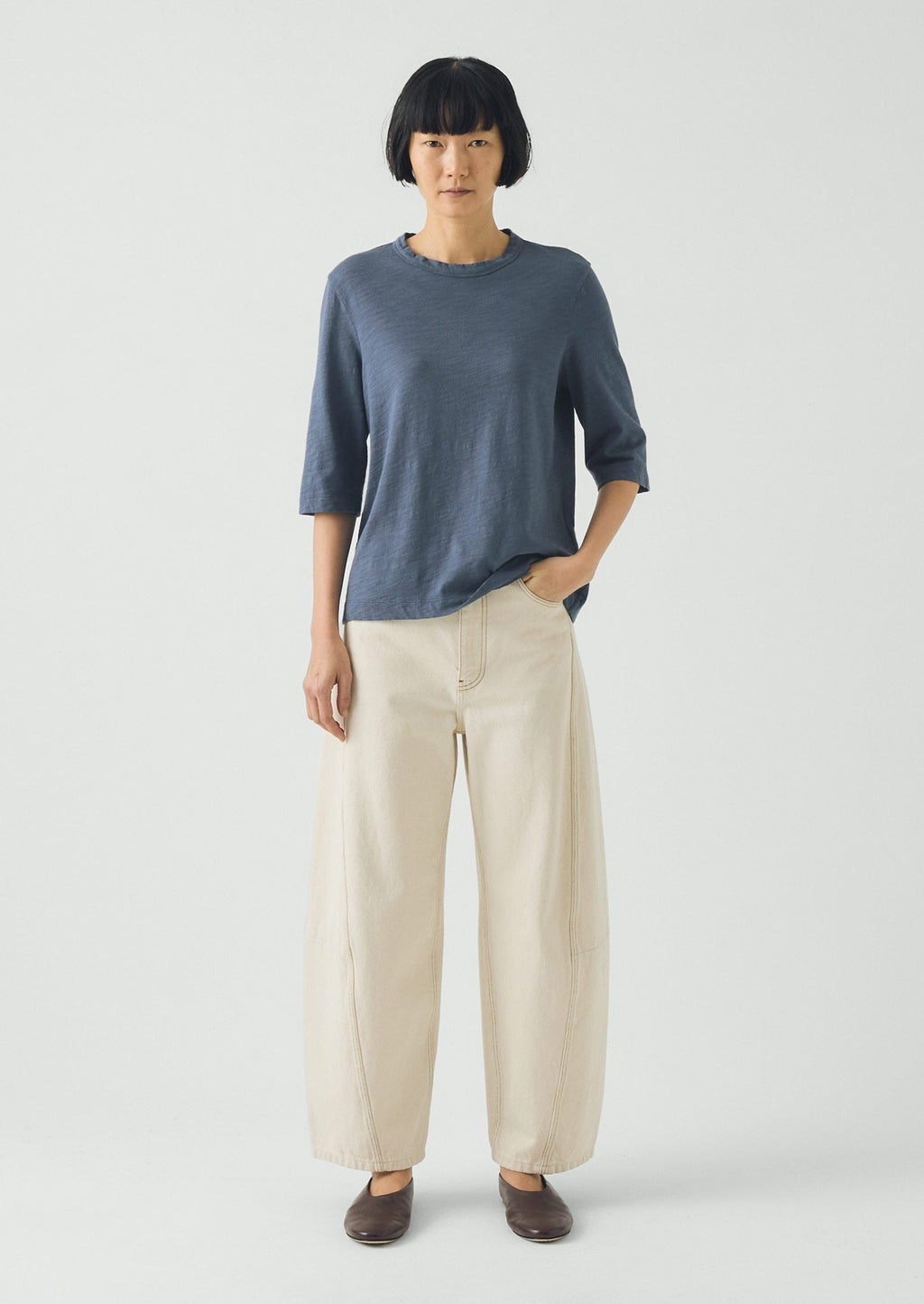 Cleo Garment Dyed Organic Cotton Tee | Mazarine Blue