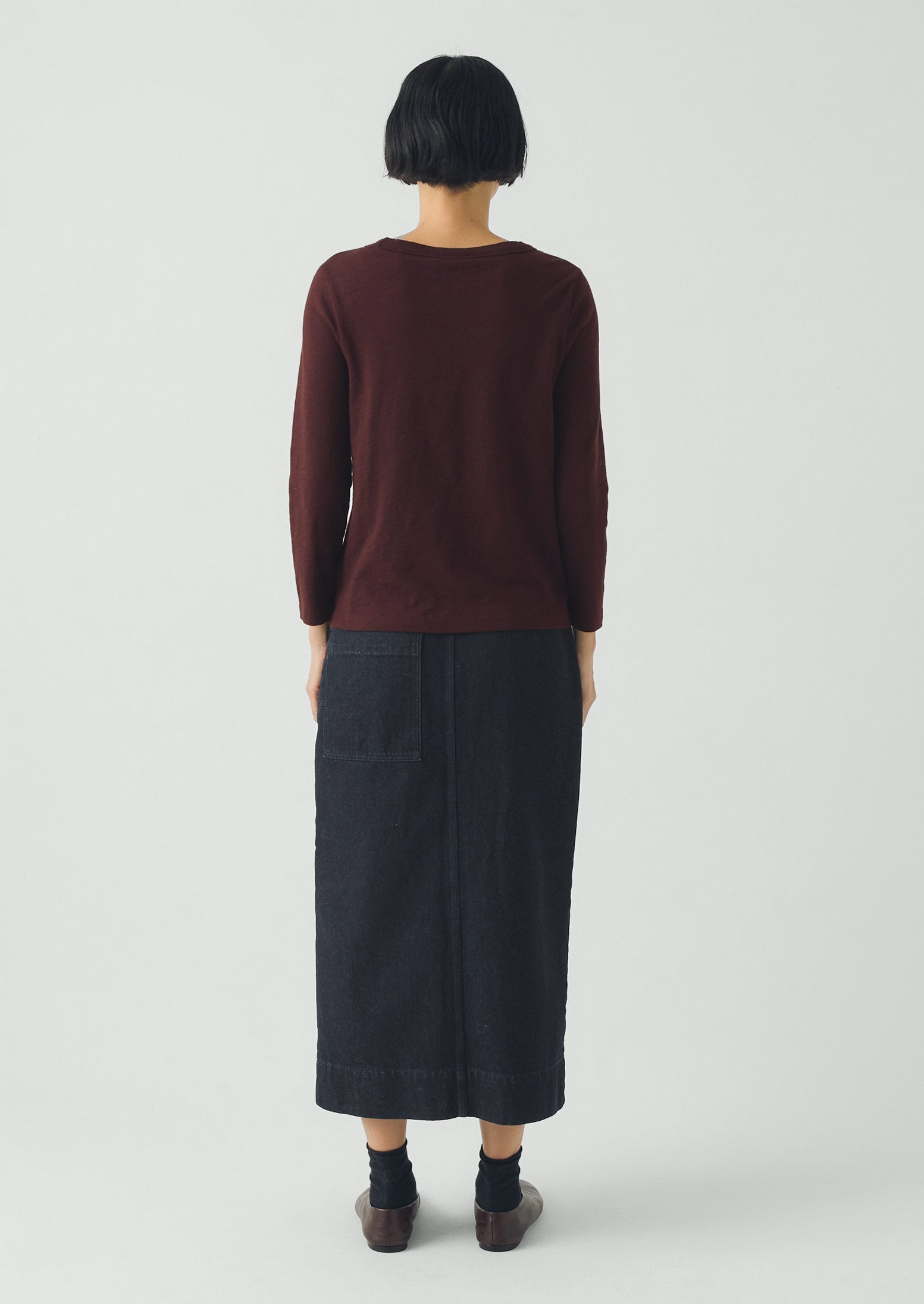 Lia Cotton Boat Neck Tee | Beetroot