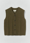 Wool Cashmere V Neck Tank | Olive Melange
