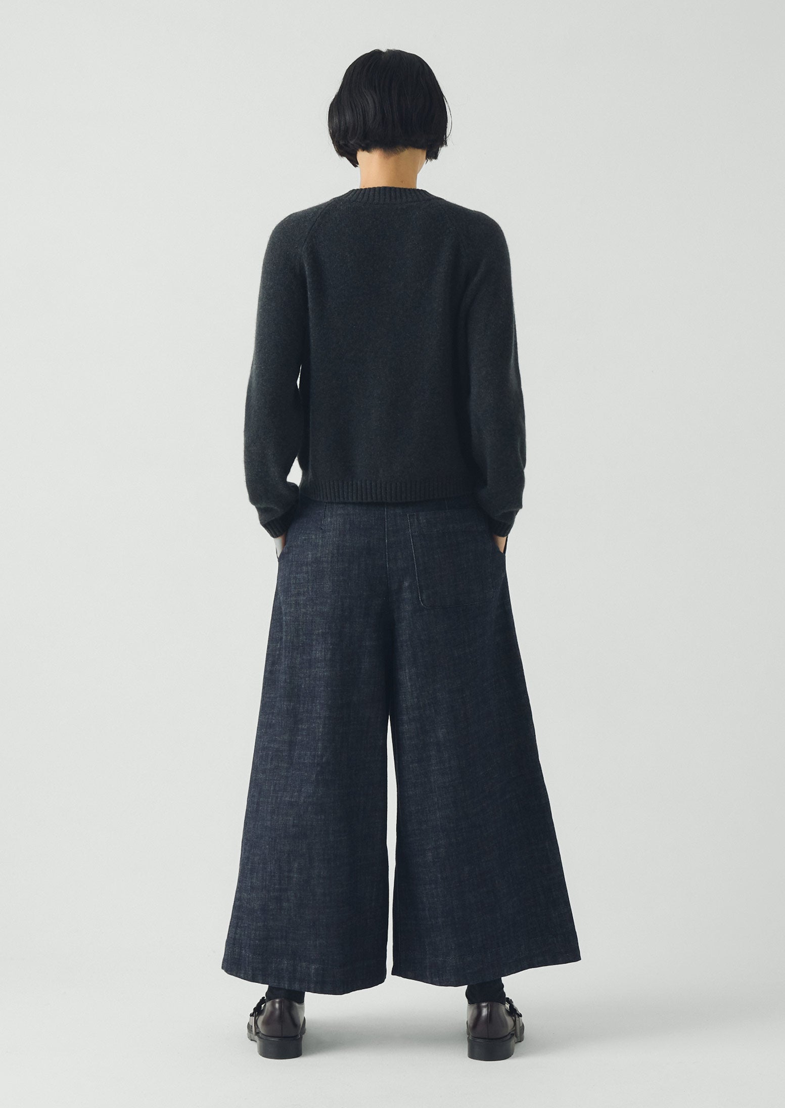 Pleated Wrap Denim Culottes | Indigo