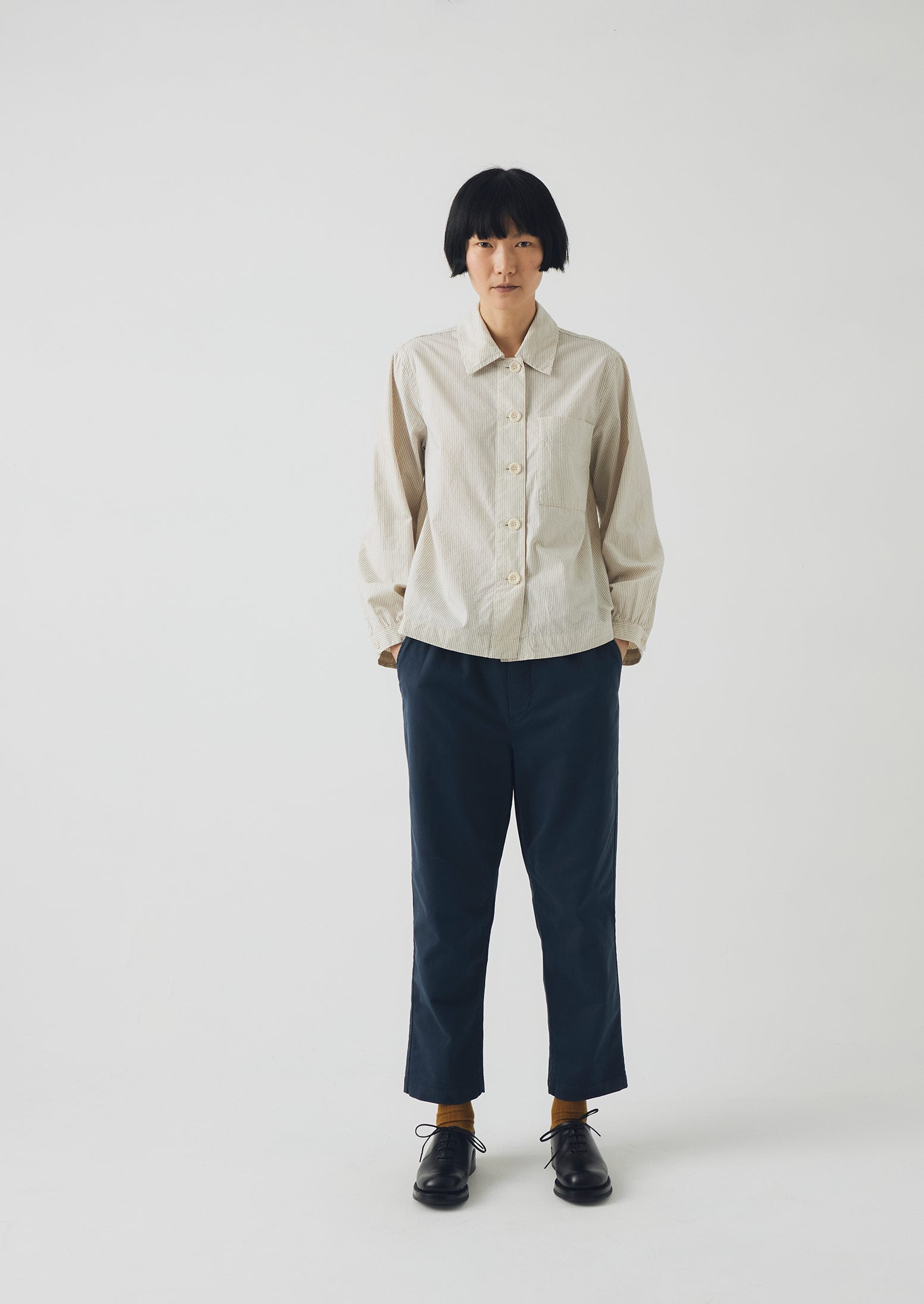 Gabi Cotton Pull On Trousers | Storm Blue