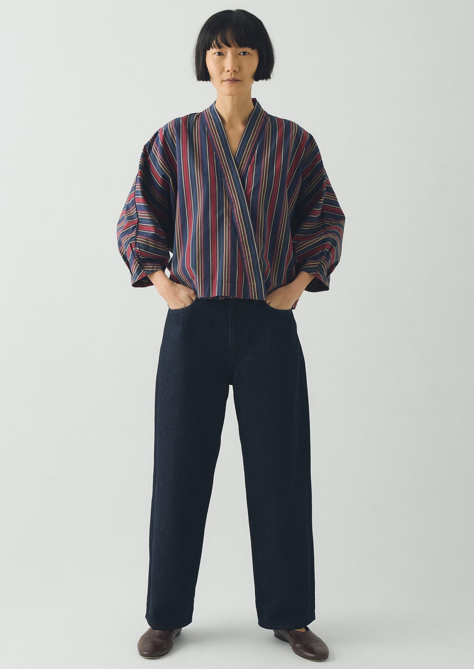 Pantry Stripe Cotton Wrap Shirt | Provencal Blue