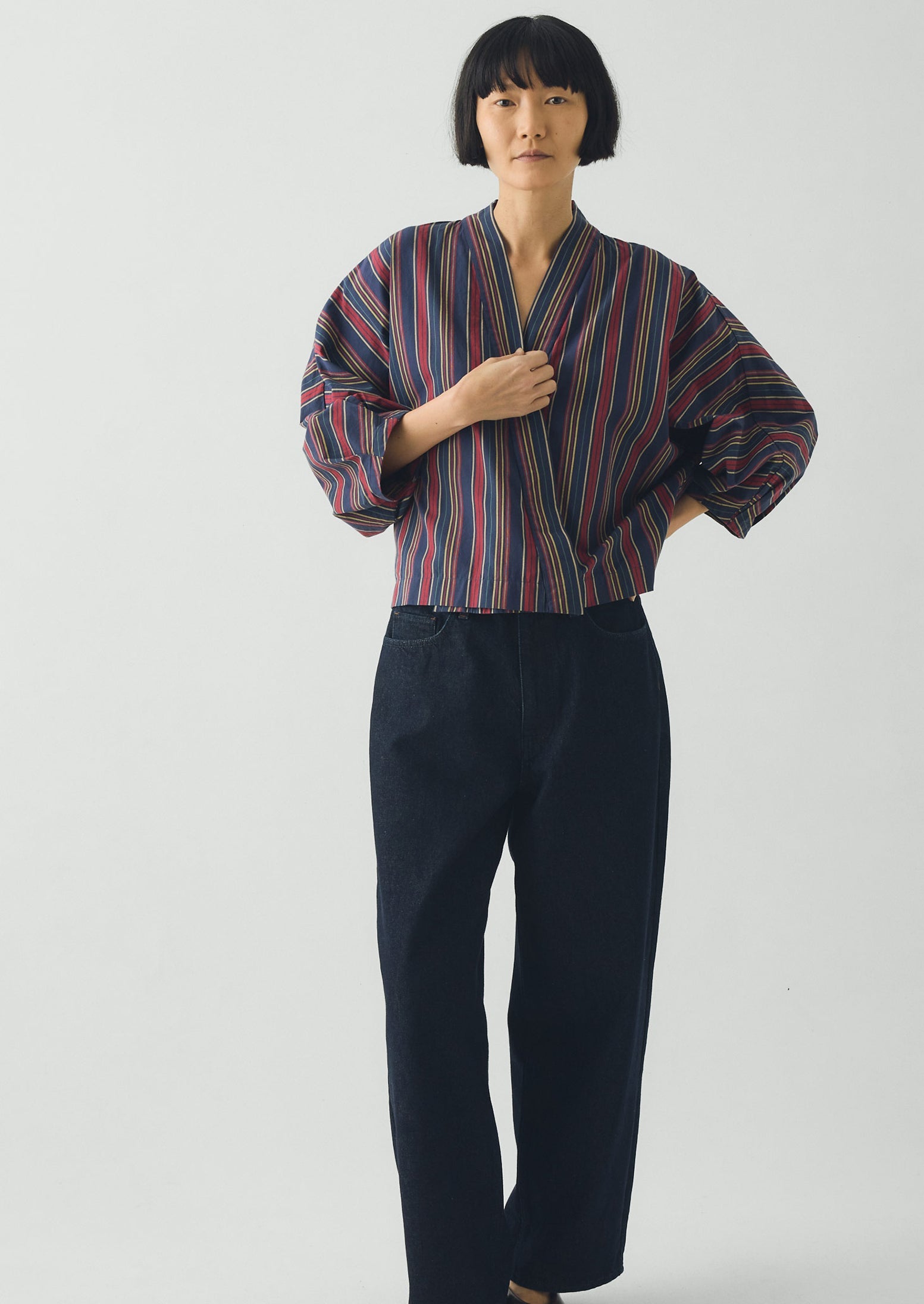 Pantry Stripe Cotton Wrap Shirt | Provencal Blue