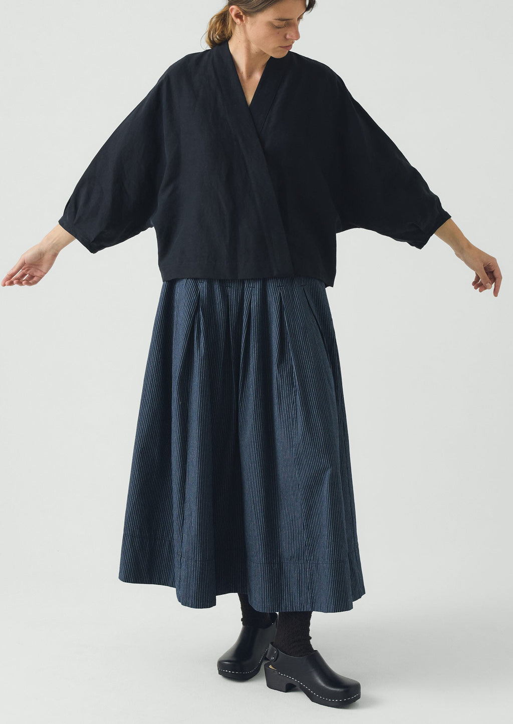 Linen Silk Wrap Shirt | Deep Indigo
