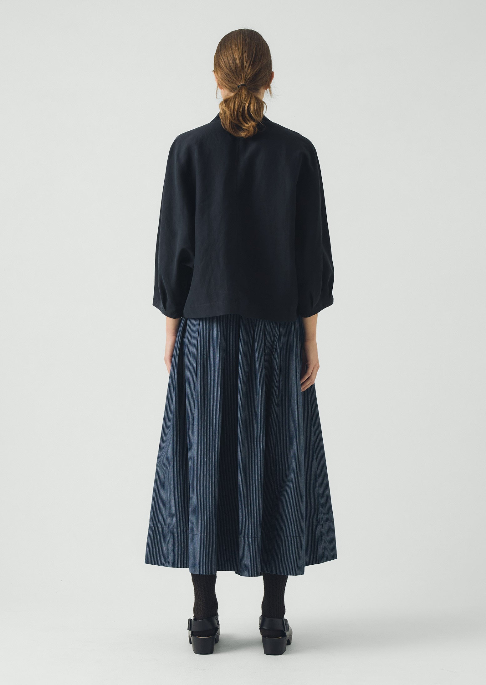 Linen Silk Wrap Shirt | Deep Indigo