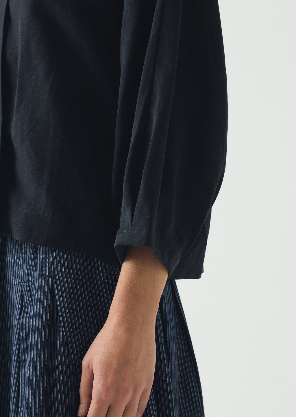 Linen Silk Wrap Shirt | Deep Indigo