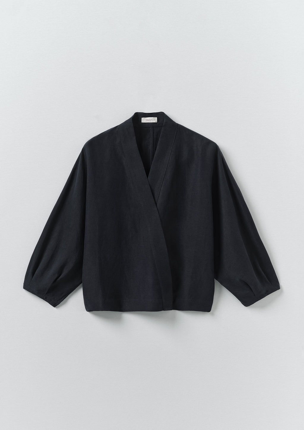 Linen Silk Wrap Shirt | Deep Indigo