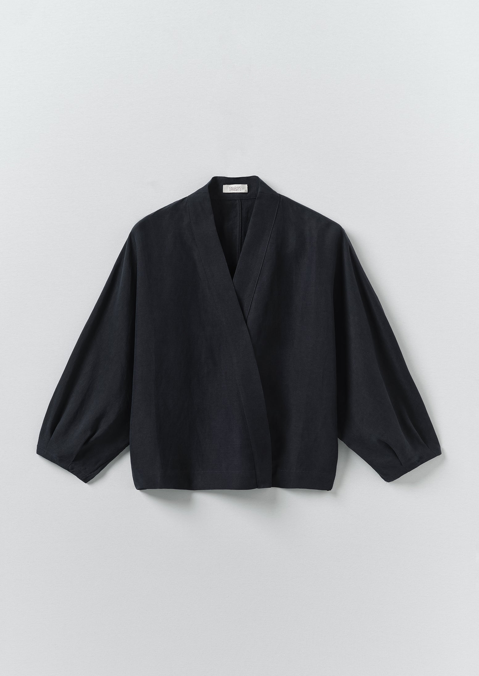 Linen Silk Wrap Shirt | Deep Indigo